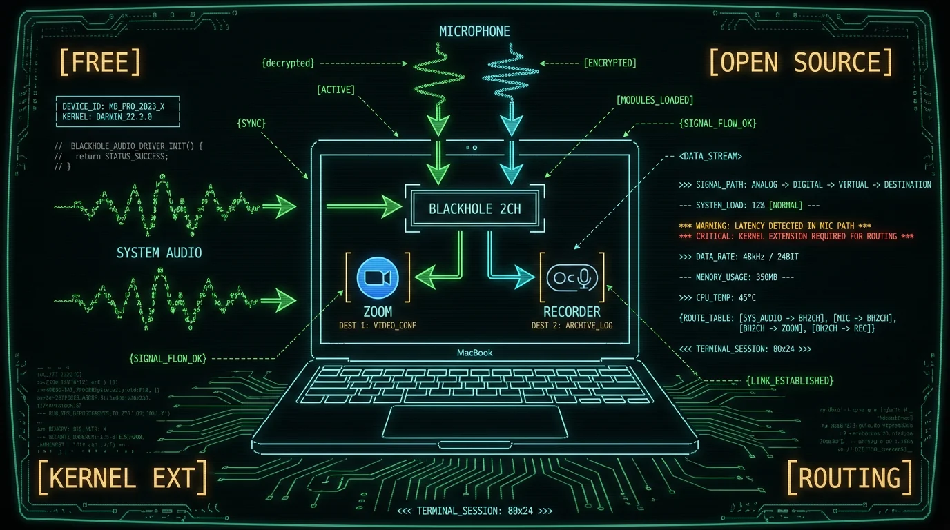 BlackHole virtual audio driver diagram showing system audio routing on Mac