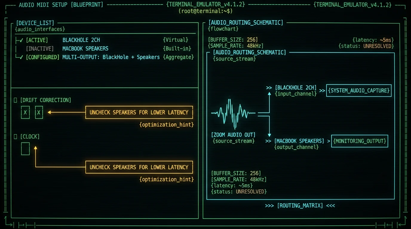 Audio MIDI Setup Multi-Output device configuration with BlackHole for call recording on Mac