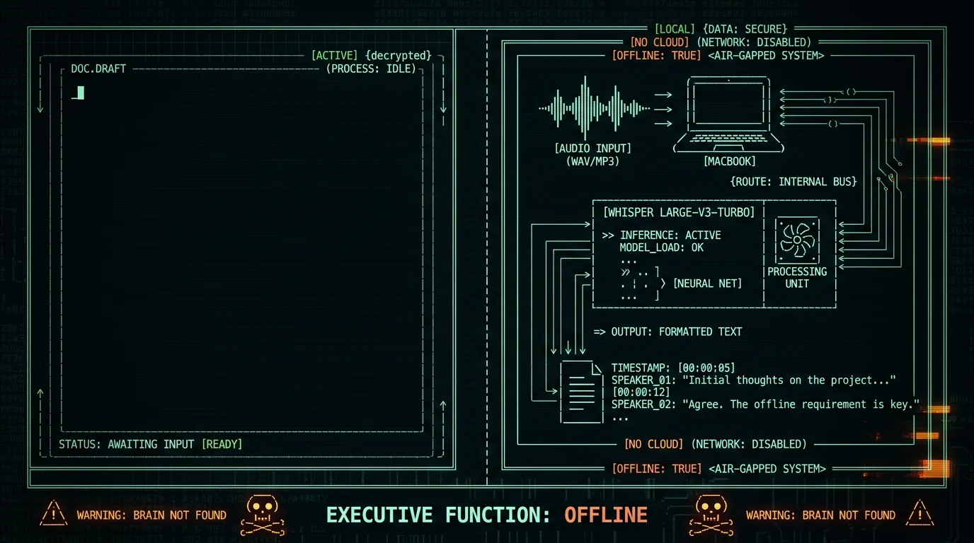 Schematic showing how a dictation app bypasses the blank page problem for ADHD users on Mac