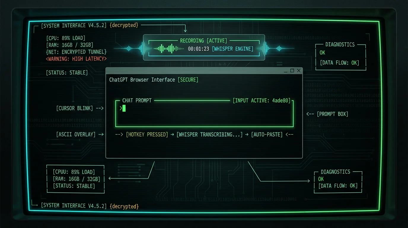 Live dictation workflow for ChatGPT prompts on Mac using MetaWhisp voice-to-text hotkey activation