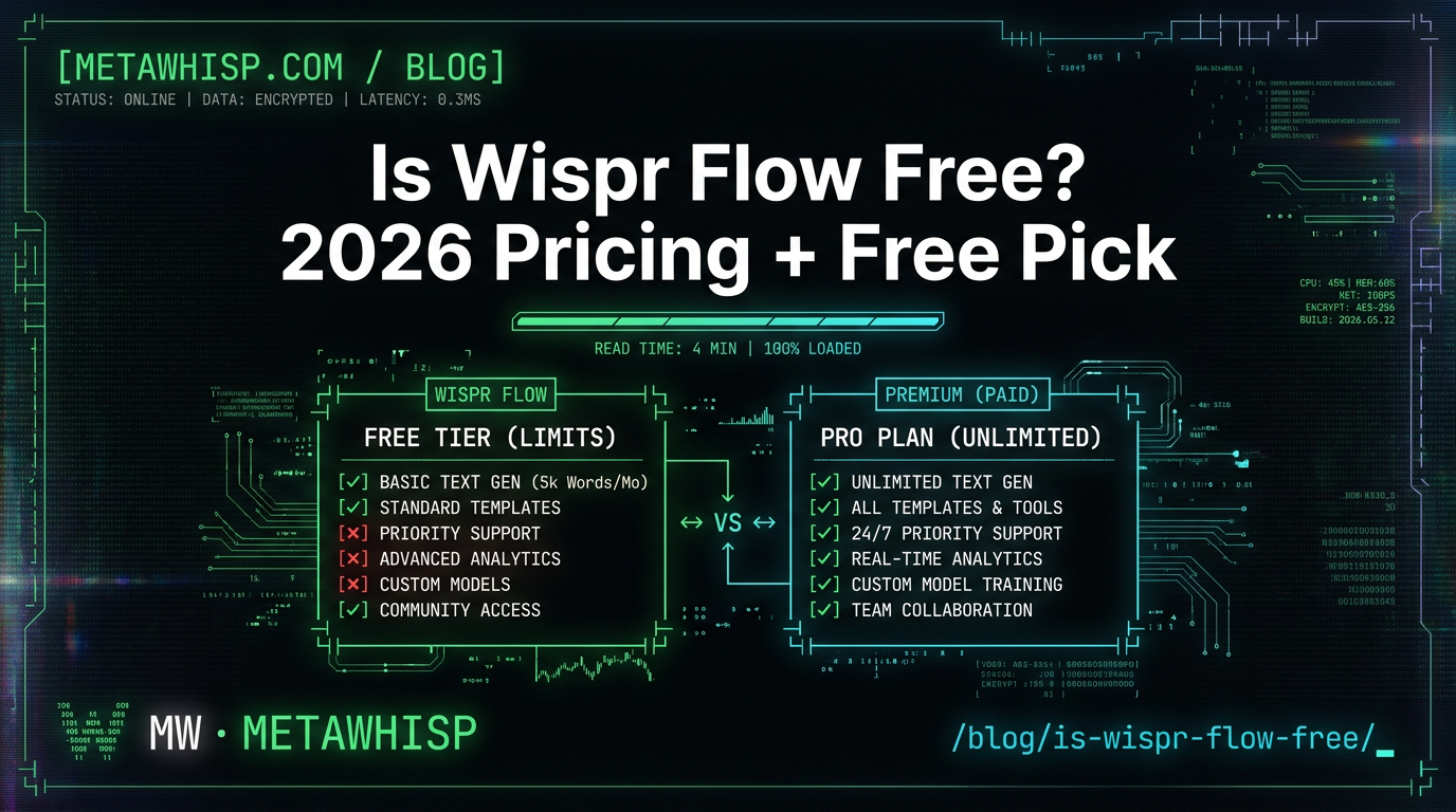 Is Wispr Flow Free? 2026 Pricing + Free Pick — MetaWhisp