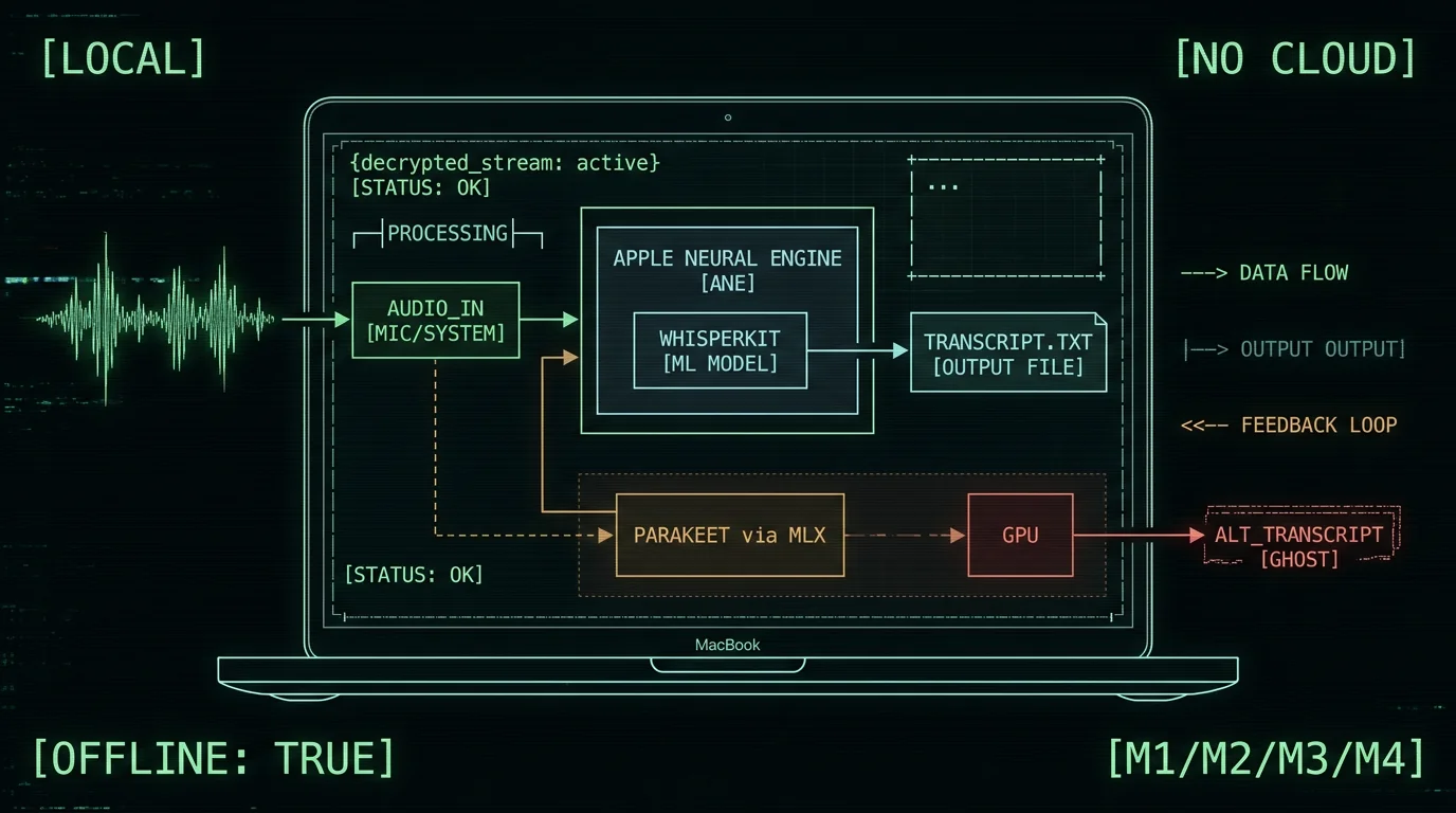 WhisperKit on Apple Neural Engine vs Parakeet on MLX schematic